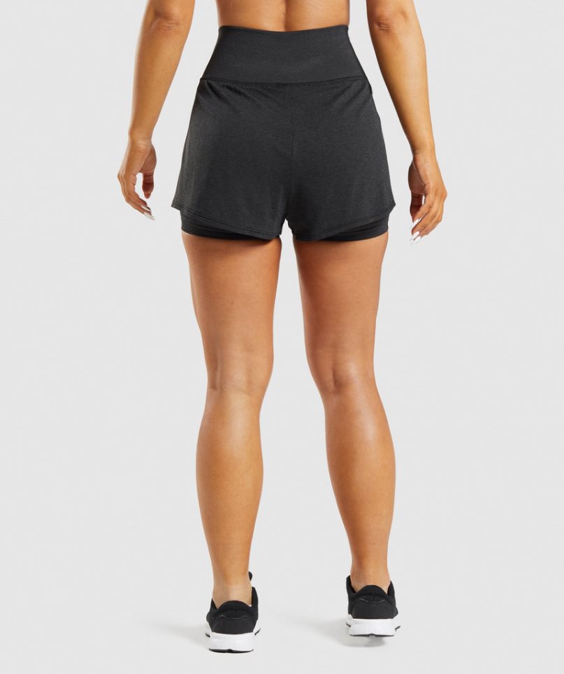 Women's Gymshark Vital Seamless 2.0 2-in-1 Shorts Black | CA D15087